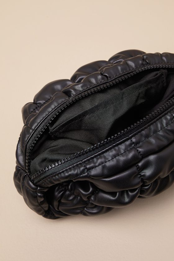 LULUS RICKY BLACK QUILTED PUFFER SHOULDER BAG