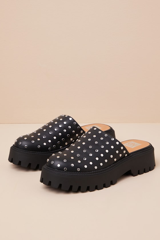 Dolce Vita Lexy Black Studded Platform Clogs In Black