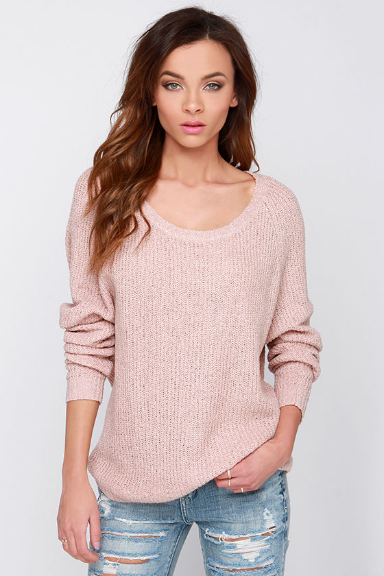 Cute Blush Sweater Oversized Sweater Terry Knit Sweater 44.00