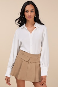 On It Khaki Pleated Mini Skirt 2