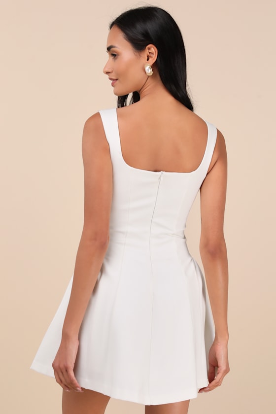 Roetta White Sleeveless Pleated Mini Dress 1
