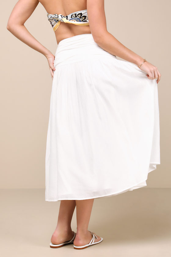Lulus Kesia White Textured A-line Midi Skirt In White
