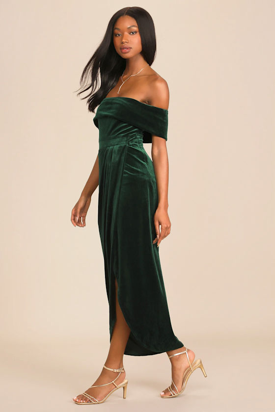 Lulus Velvet Strapless Maxi Emerald ドレス 10632021_2191736.jpg