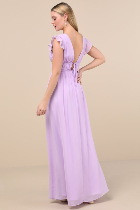 Lulus I'm All Yours Lavender Ruffled Maxi Dress In Purple