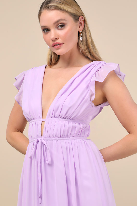 Lulus I'm All Yours Lavender Ruffled Maxi Dress In Purple