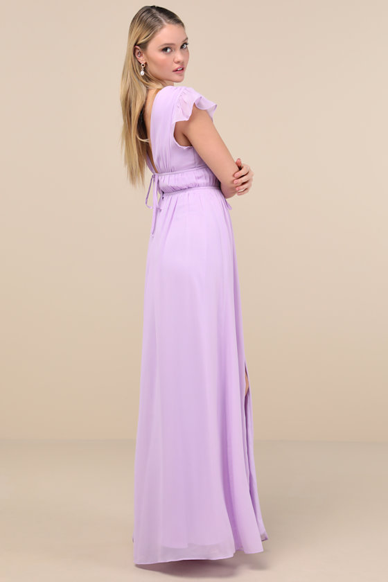 Lulus I'm All Yours Lavender Ruffled Maxi Dress In Purple