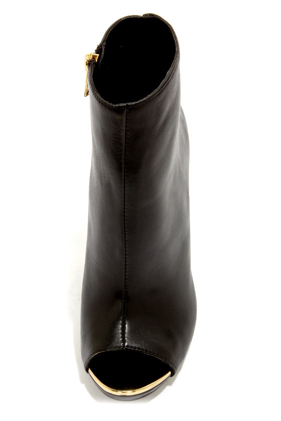 black leather booties high heel
