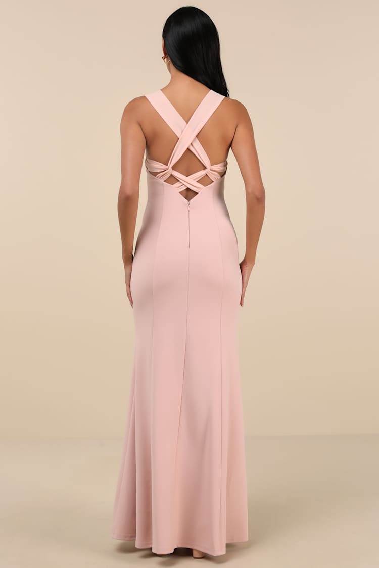 Taline Blush Pink Strappy Mermaid Maxi Dress