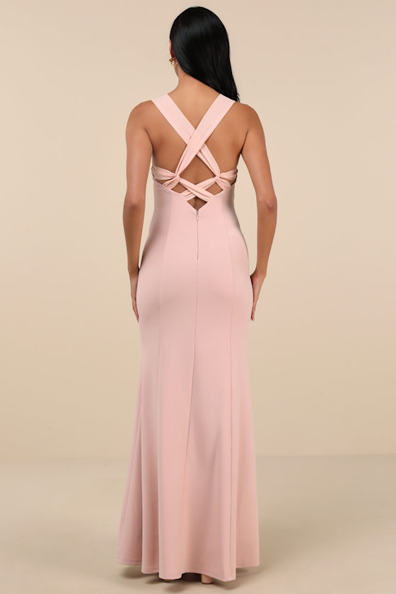 Taline Blush Pink Strappy Mermaid Maxi Dress 2