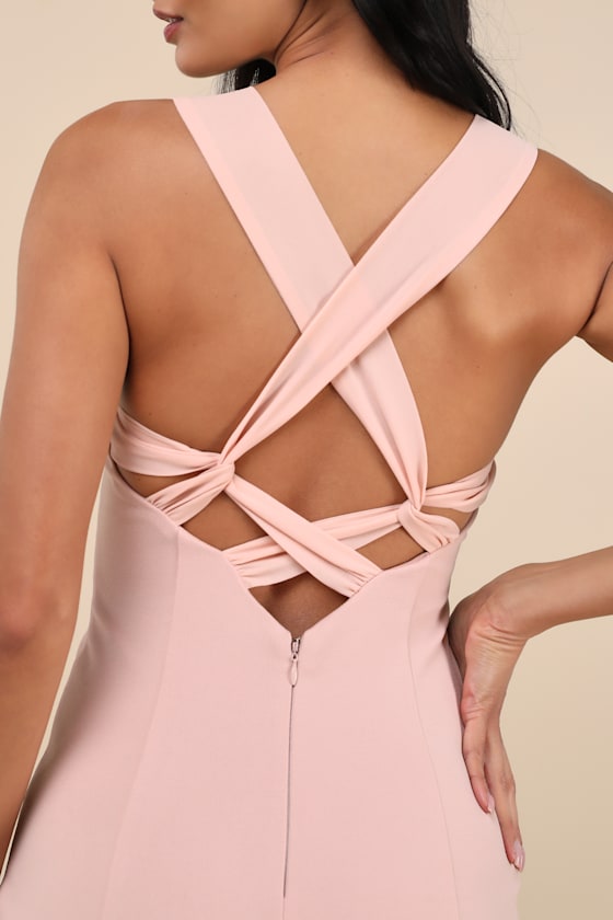 Blush Pink Dress - Mermaid Maxi Dress - Strappy Backless