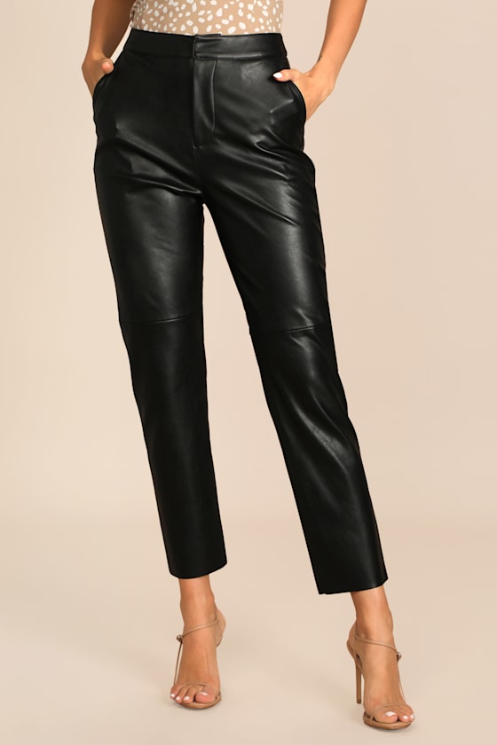 Open Minded Black Vegan Leather Pants 16