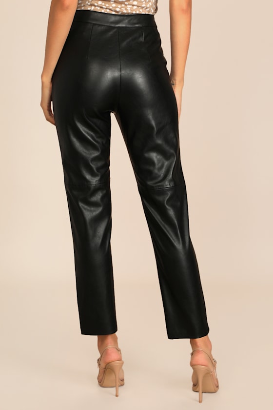 Black Vegan Leather Pants - High-Waisted Leather Pants