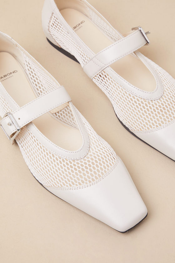 VAGABOND SHOEMAKERS WIOLETTA OFF WHITE LEATHER MESH BALLET FLATS