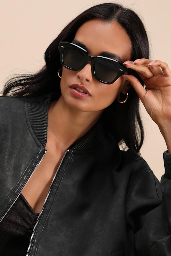 LULUS DANNY BLACK SQUARE SUNGLASSES