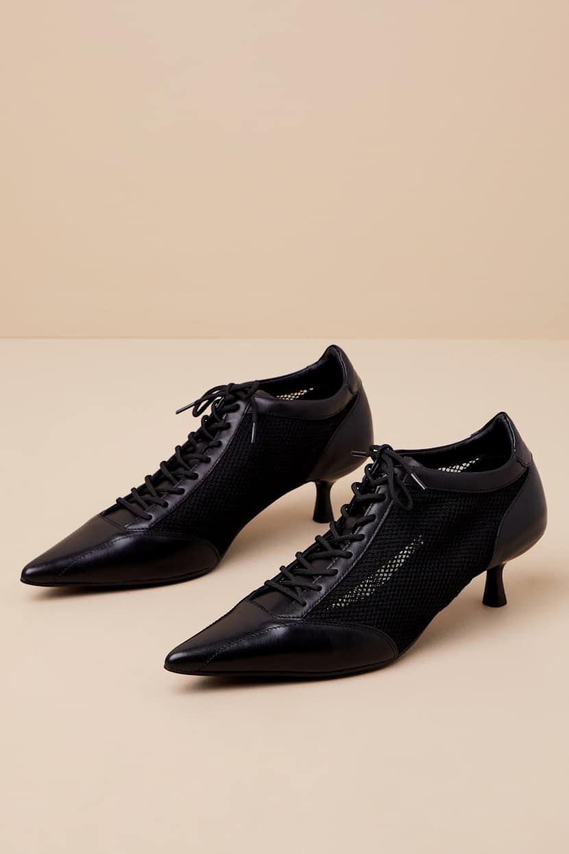 Vagabond Lykke Pumps - Black Lace-Up Pumps - Leather Mesh  display picture 1