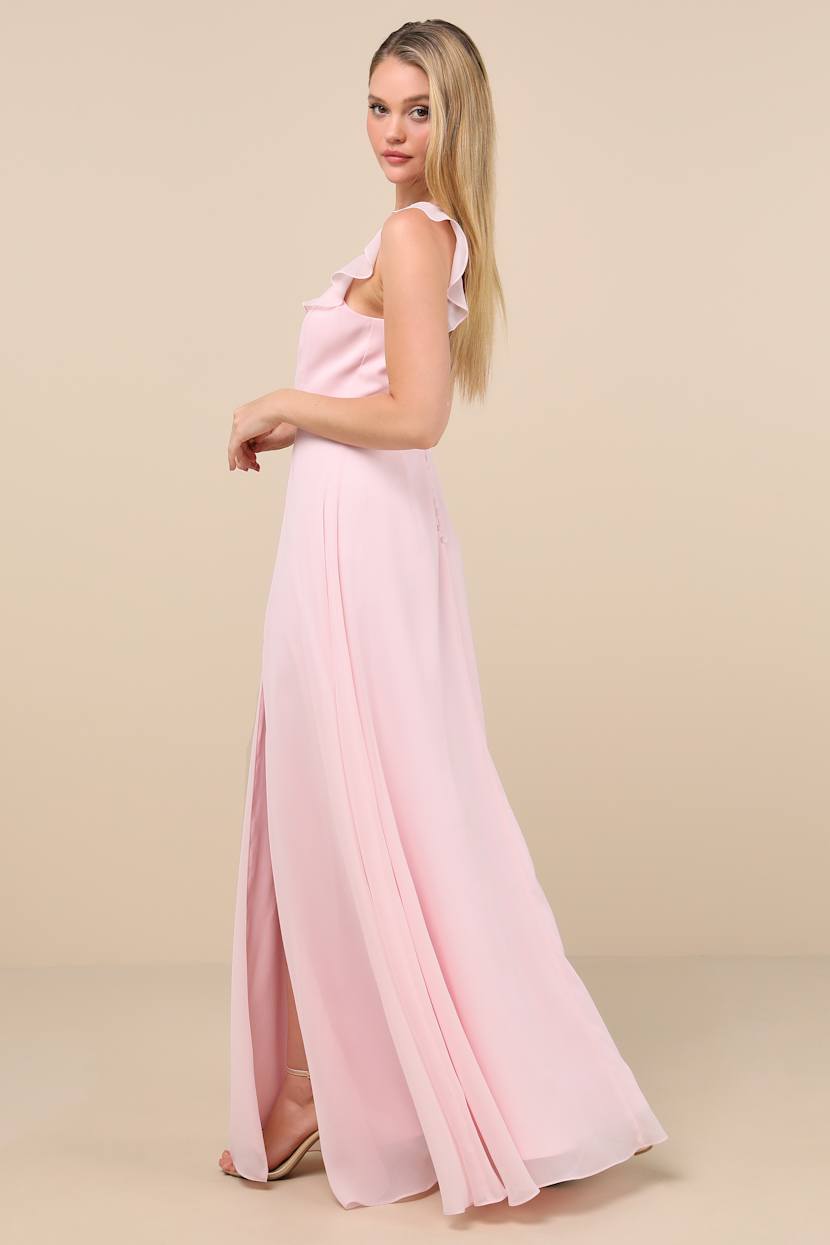 Light Pink Maxi Dress - Ruffled Strap Dress - Backless Dress - Lulus