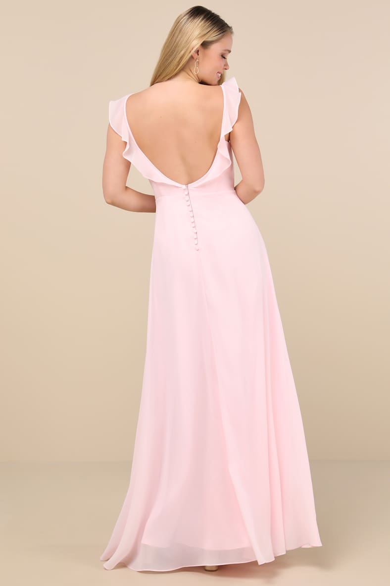 Dreamy Admiration Light Pink Green Ruffled Maxi Dress