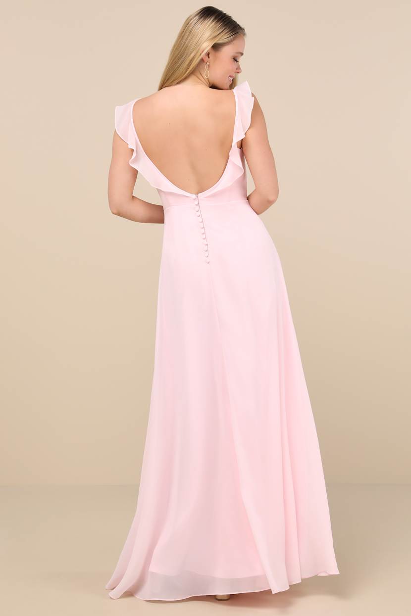 Dreamy Admiration Light Pink Green Ruffled Maxi Dress