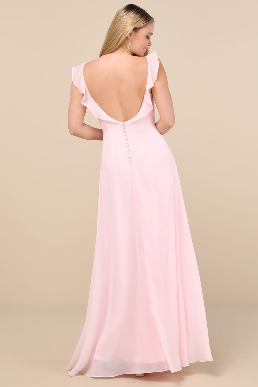 Dreamy Admiration Light Pink Green Ruffled Maxi Dress