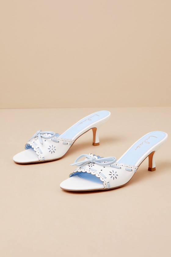 Lulus Malinn White And Blue High Heel Sandals In White And Blue