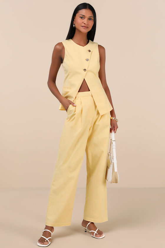 Image of Natural Poise Yellow Straight Leg Pants