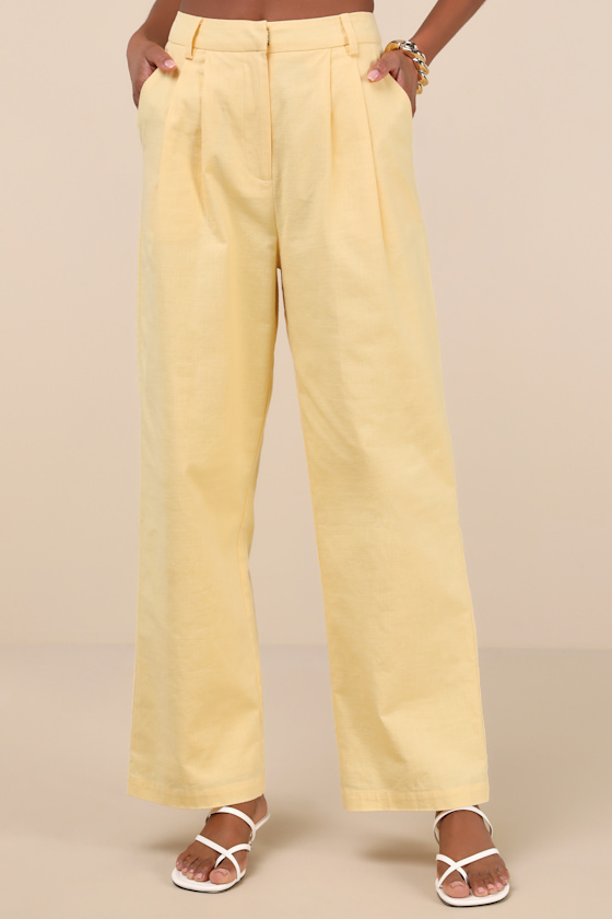 Yellow Straight Leg Pants - Yellow Two-Piece Set - Straight