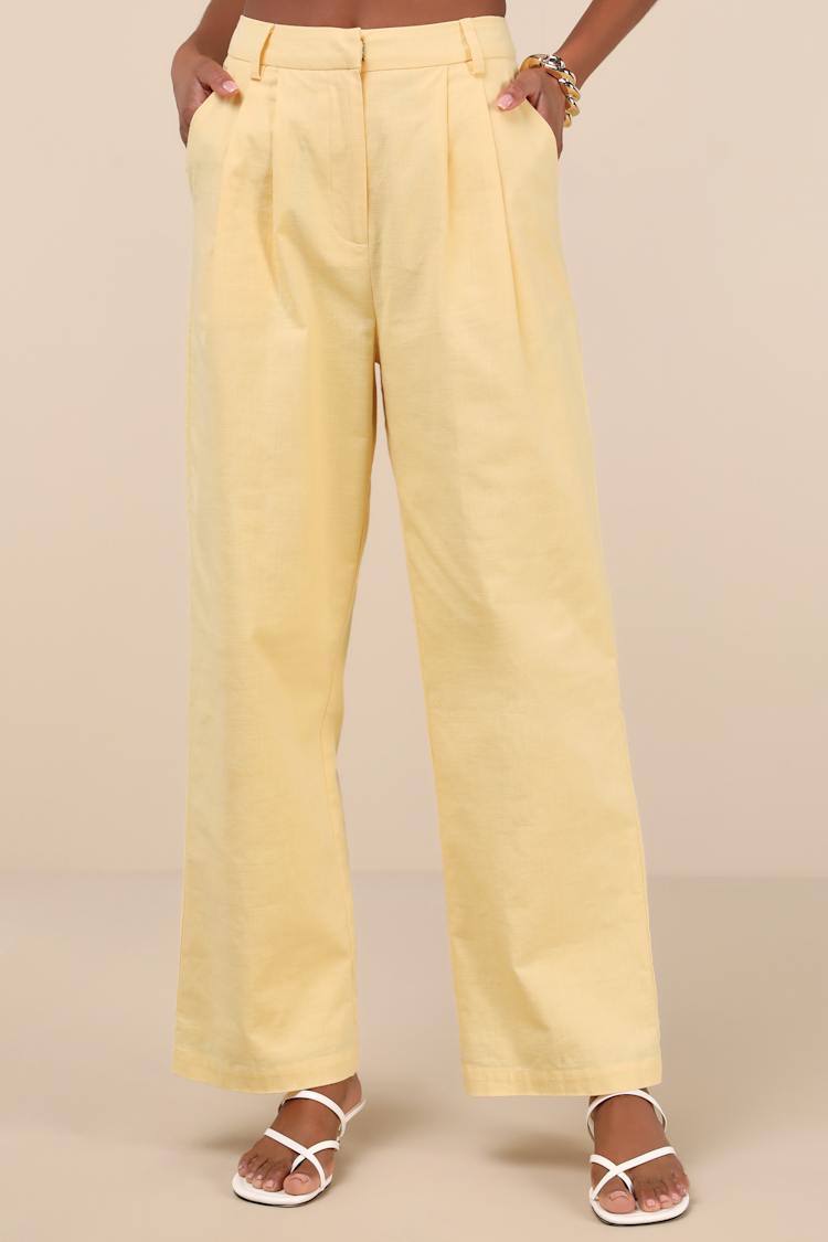 Natural Poise Yellow Straight Leg Pants