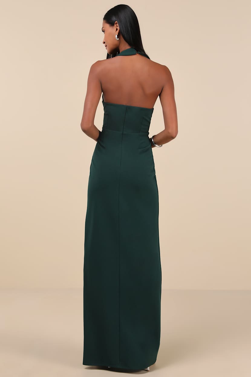 Emerald Dress - Asymmetrical Halter Dress - Backless Maxi Dress - Lulus