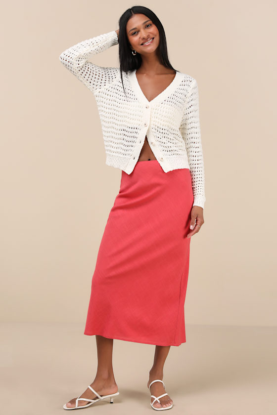 LULUS BREEZY ATTITUDE IVORY LOOSE KNIT BUTTON-UP CARDIGAN SWEATER