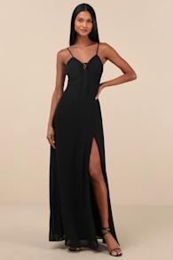 Marveled Beauty Black Sleeveless Tie-Front Maxi Dress 1