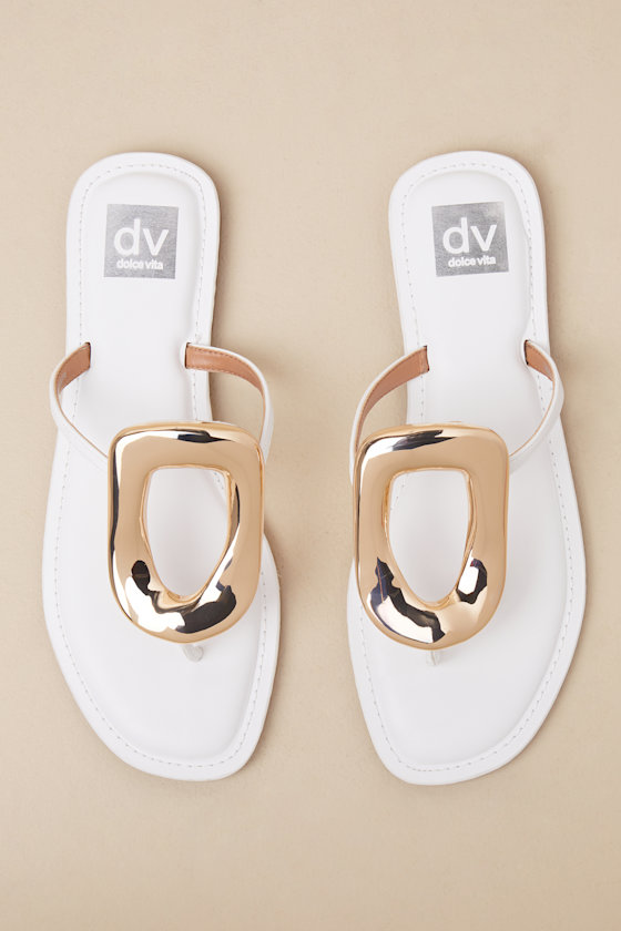 Jameson White Embellished Thong Sandals 1