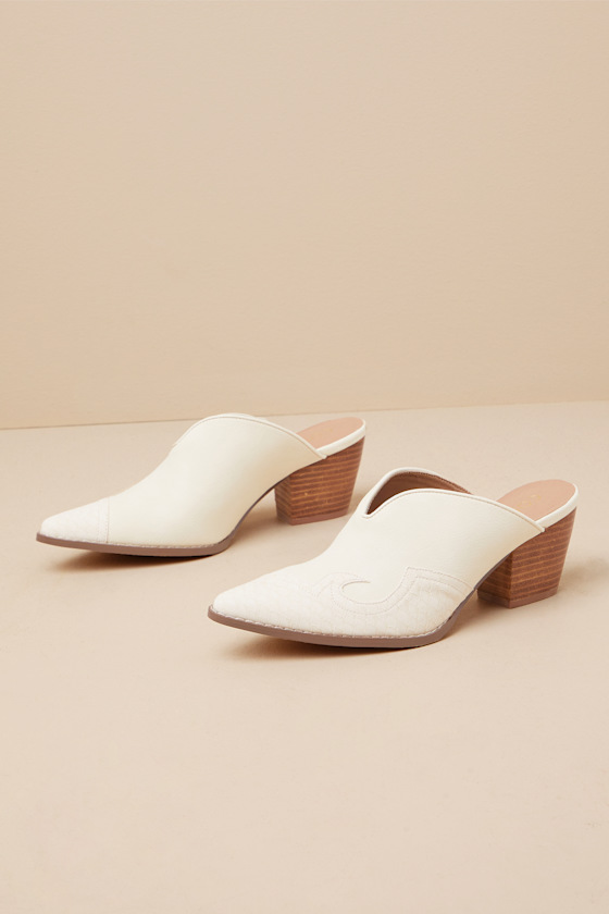 COCONUTS BY MATISSE COLT IVORY WESTERN POINTED-TOE MULES