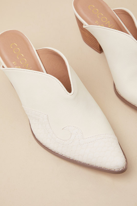 COCONUTS BY MATISSE COLT IVORY WESTERN POINTED-TOE MULES