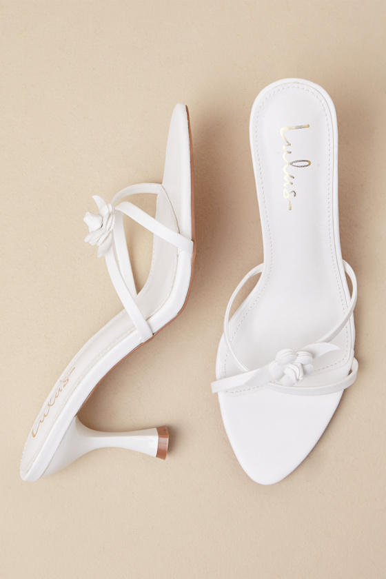 Lulus Patrika White Floral High Heel Slide Sandals In Multi