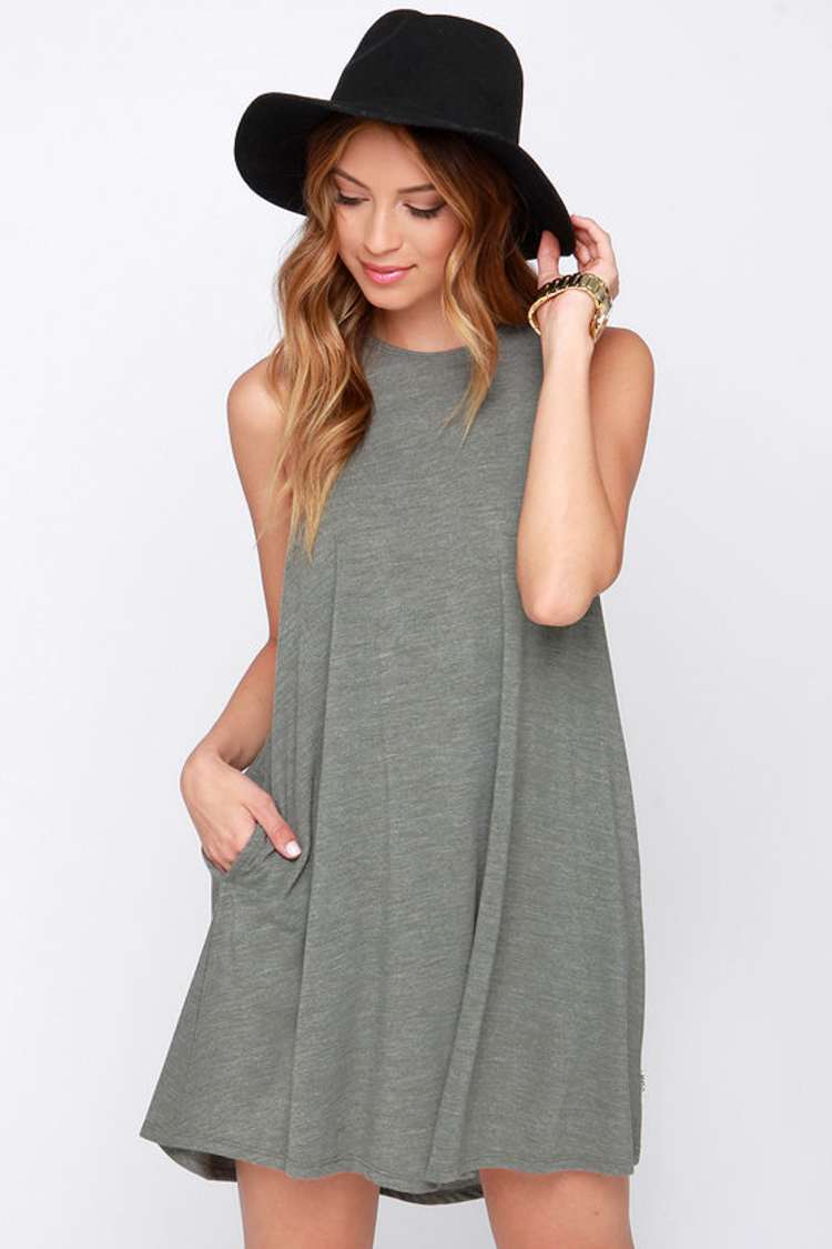 rvca green dress TIE-BACK SHIRT DRESS SAGE GREEN / XS main image 0