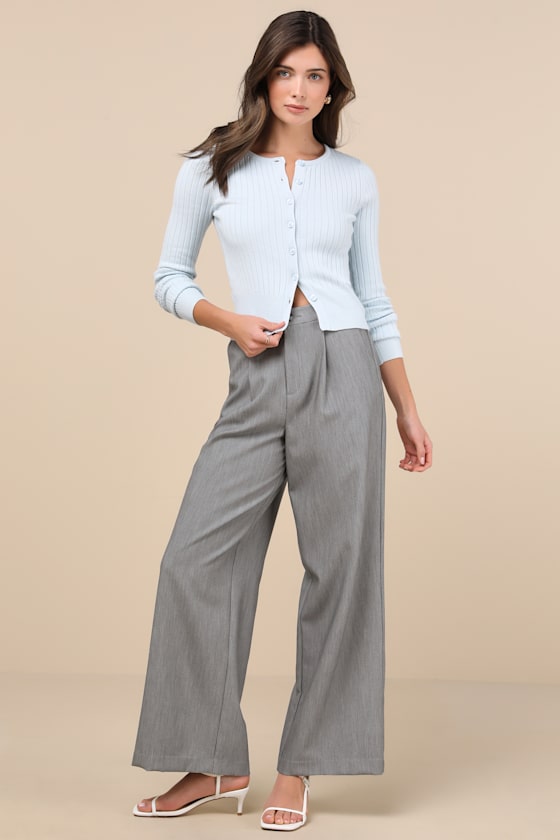Lulus Perfect Classic Light Blue Ribbed Knit Cardigan Sweater In Light Blue