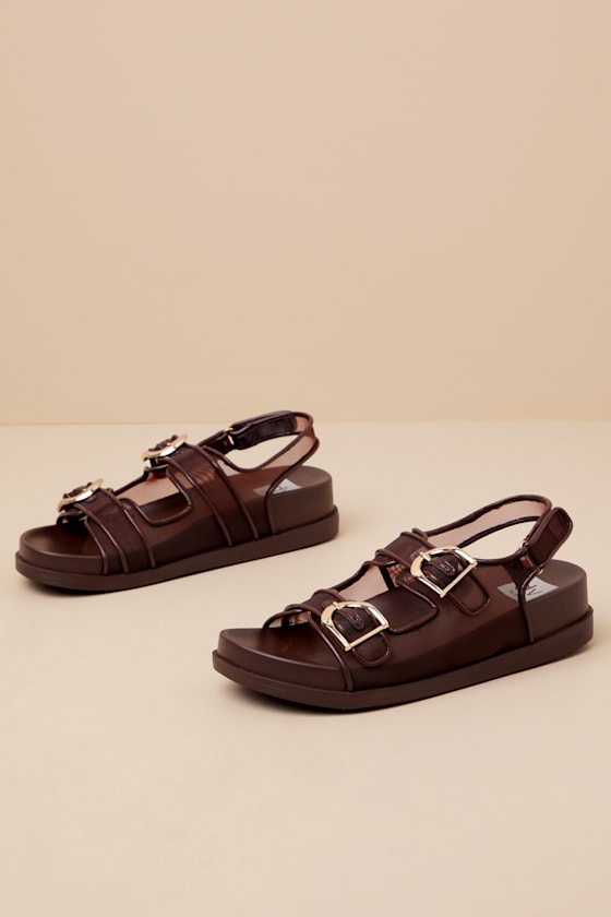 DV by Dolce Vita Alda - Brown Mesh Sandals - Mesh Buckle Sandals