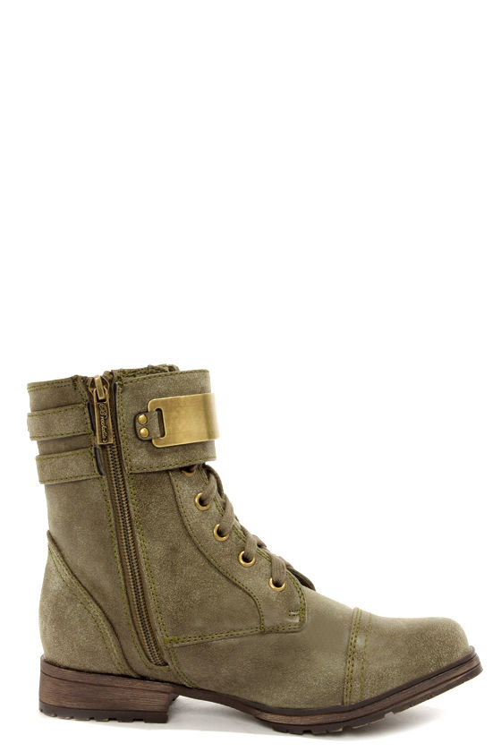 Cute Green Boots - Combat Boots - Vegan Leather Boots - $41.00