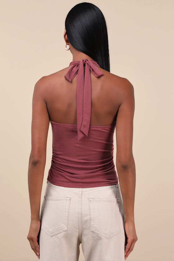 Kalais Long Sleeve Twisted Top in Dusty Mauve main image 1