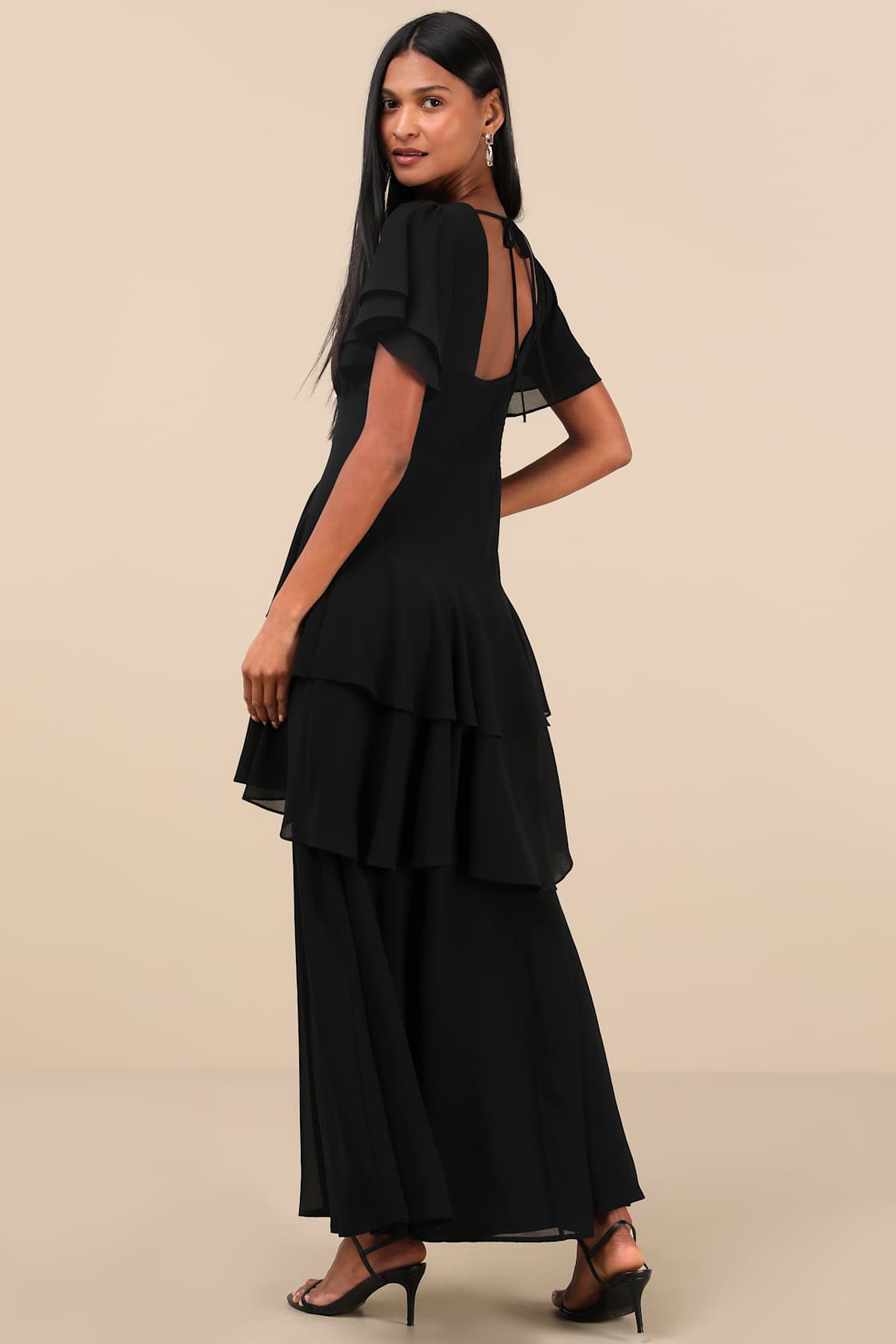 Midnight Mood Black Tiered Maxi Dress