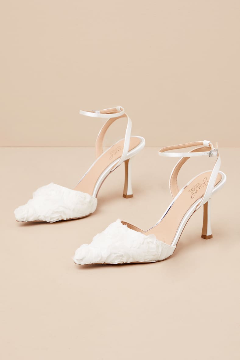 Shannon Ivory Ankle Strap Pointed-Toe Pumps