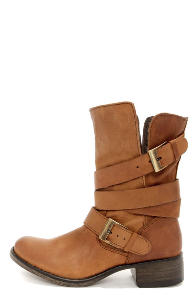 Escarpa avaro Excepcional Cute Cognac Boots - Belted Boots - Mid-Calf Boots - $129.00 - Lulus