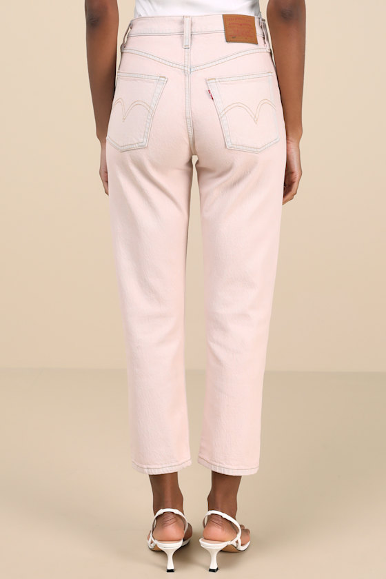 Levi's 501 Original Fit Washed Pink Denim Lightweight Cropped Jeans In Pink