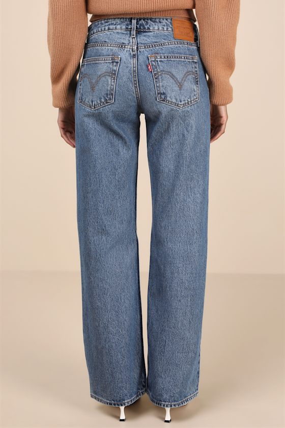 Levi's Low Loose Medium Wash Low-rise Wide-leg Jeans In Blue