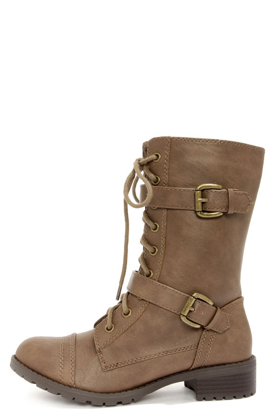 tan mid calf flat boots