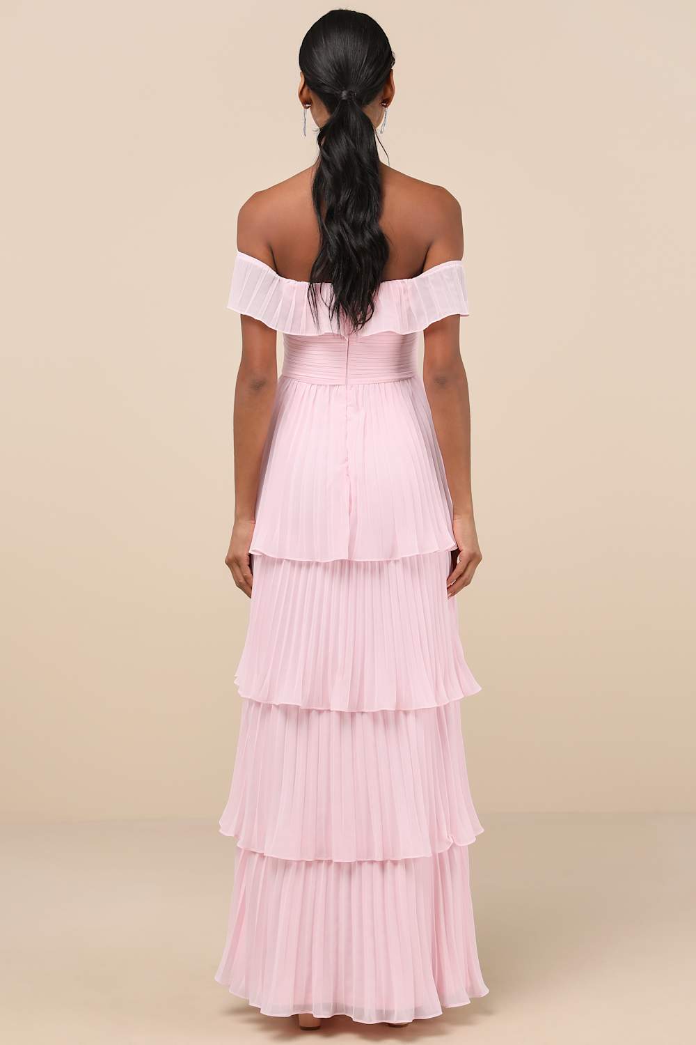 Always Remarkable Pink Pleated Off-the-Shoulder Maxi Dress