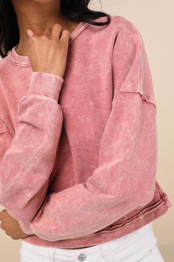 Lulus Effortlessly Coveted Washed Pink Cropped Sweater Top In Pink