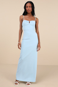 Romantic Existence Light Blue Column Maxi Dress 4