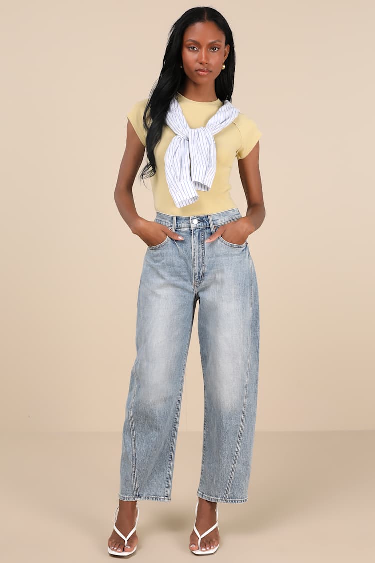 Westward Light Wash High-Rise Barrel Jeans