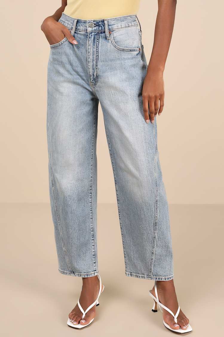 Westward Light Wash High-Rise Barrel Jeans